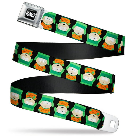 Paramount Network Belt, Seatbelt Buckle Belt, South Park Kyle Flip Poses Black, 30 to 44 Inches