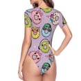 thumbnail image 4 of Haiem Cute Donuts Women's Crew Neck Short Sleeve Bodysuit Tops Stretchy Slim Basic-Medium, 4 of 9
