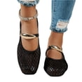 thumbnail image 4 of LTTVQM Mary Jane Shoes Women Woven Hollow Out Closed Square Ballet Flats Dressy Casual Comfortable Work Walking Shoes Black 36(US-5.5), 4 of 5