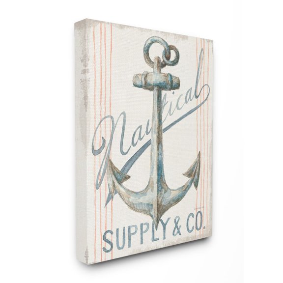 Stupell Industries Boat Anchor Sign Nautical Ocean Pastel Watercolor Canvas Wall Art Design by Danhui Nai, 24" x 30"