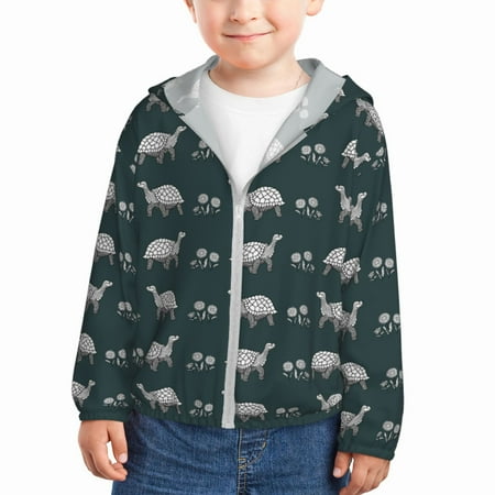 

Gaeub Turtle Chrysanthemum Print Athletic Sun Protection Hoodie for Kids Long Sleeve Outdoor UV Shirt Running Fishing Top for Boys Girls-4 Years