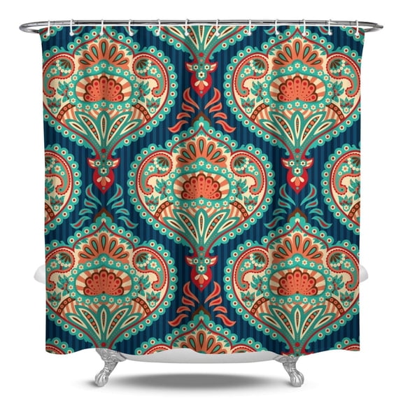 84" x 72" Paisley Shower Curtain Vintage Bohemian Ethnic Colorful Geometric Bathroom Decor Waterproof Quick Dry with Hooks