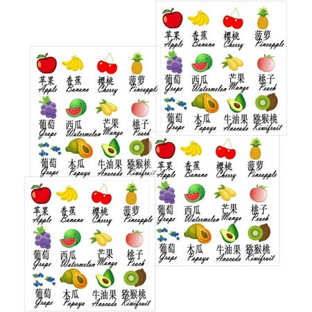 Rub On Transfer Fruits Stickers for Scrapbook 4 Sheets 1inch Apple Banana Rub on Decals, Fruits Transfer Stickers for Crafts DIY