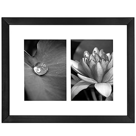 11x14 Collage Picture Frame - Displays Two 5x7 inch Portrait Pictures - White Mat - Multiple Picture Frame