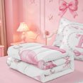 thumbnail image 5 of meiyoeat Cute Coquette Bowknot Zipper Twin Comforter Sets with Fitted Sheet and 2 Pillowcases For Kids,Pink Ribbon Bow Initial Letter K Zipper Bedding Set,Pink Reversible,4-Piece, 5 of 7