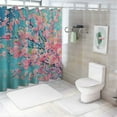 thumbnail image 7 of Chilfamy Flower Shower Curtain, Sakura Blossom Floral Beauty with Sky Japanese Inspired Cherry Spring Theme, Cloth Fabric Bathroom Decor Set with Hooks White, 7 of 7