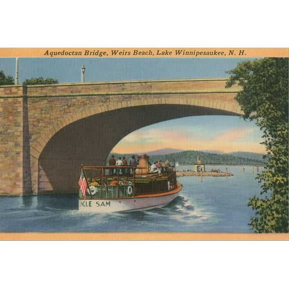 Art.com Aquedocton Bridge, Lake Winnipesaukee, New Hampshire Stretched Canvas Print Wall Art, 18" x 12"