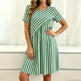 thumbnail image 3 of Summer Dress for Women Fashion Striped Short Sleeve Casual Round-Neck Mini Dress, 3 of 8