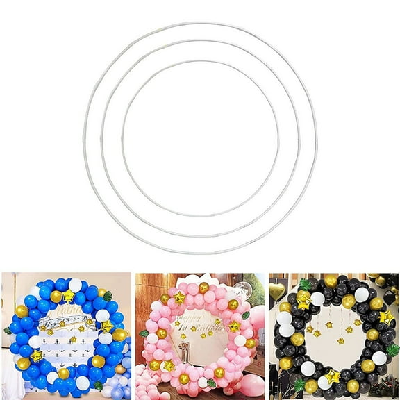 NICEXMAS Hoops for Balloons Round Arch White 3 Sets for Wedding Party Decoration