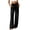 #Black 1, variant on Women Wide Leg Pants Solid Ribbed Texture Drawstring Elastic Waist Pockets Casual Loose Trousers