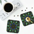 thumbnail image 5 of Fuzoiu Peacock Feathers Print Leather Coasters Set,Drink Coasters Set of 6,for Tabletop Protection, Durable PVC Coasters,Home Décor and Housewarming Gift,Square, 5 of 7