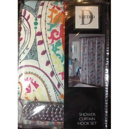 Studio D Perfectly Paisley Faux Linen Shower Curtain Hooks Set Studio D Perfectly Paisley Faux Linen Shower Curtain Hooks Set Aqua 70x72 Com