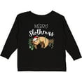 thumbnail image 3 of Inktastic Merry Slothmas Cute Christmas Sloth in Hat with Lights Boys or Girls Long Sleeve Toddler T-Shirt, 3 of 5