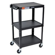 Luxor AVJ42 3 Shelves Adjustable Height Steel AV Cart - Black