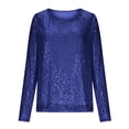 thumbnail image 4 of Celebration Haut à Manches Longues à Paillettes Col Rond – Chemise de Fête Décontractée Prête avec T-Shirts Pailletés pour Femmes Bleu TTG, 4 of 5
