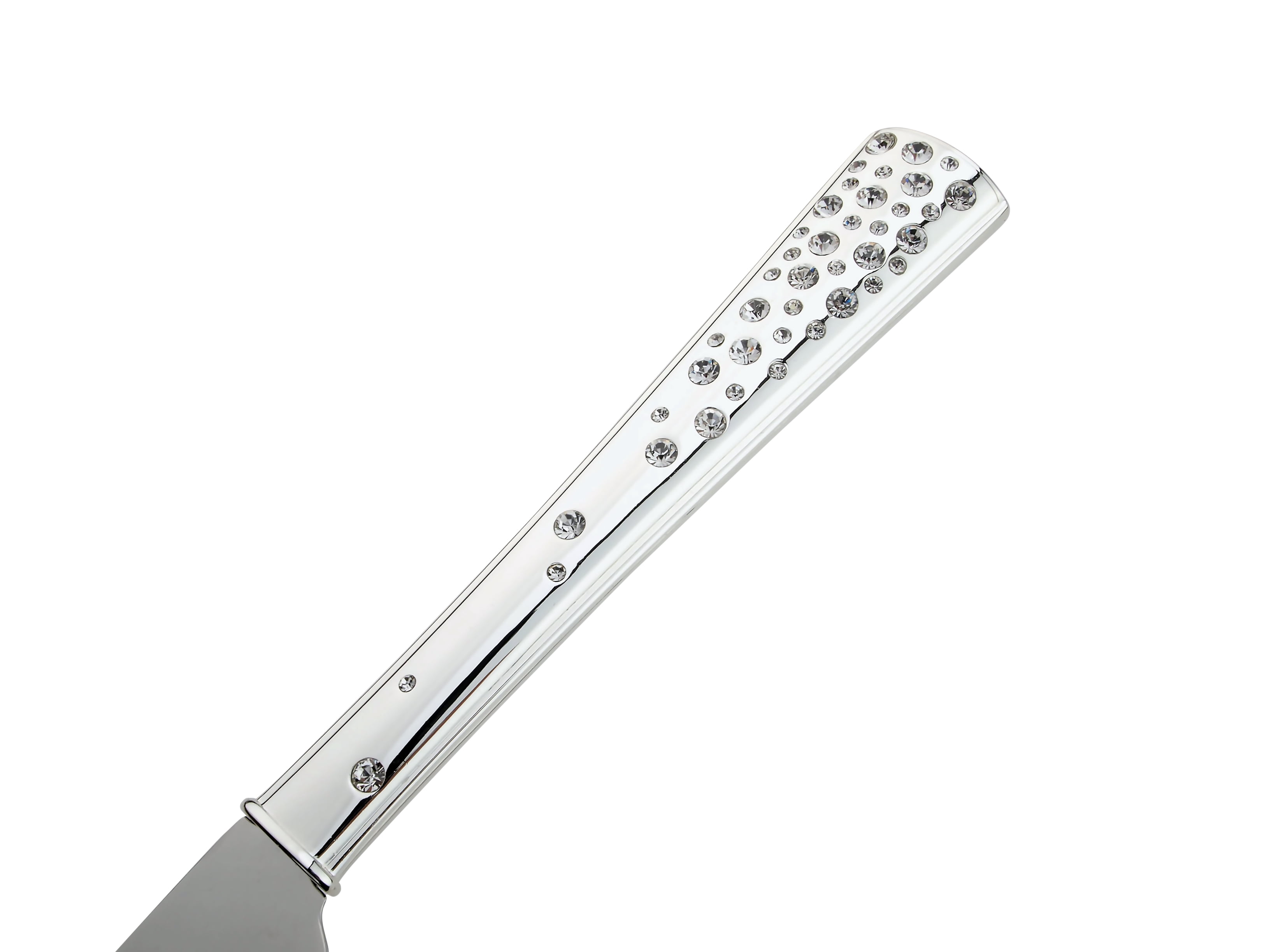 Crystal Collection Toasting Flutes & Cake Serving Set in Silver