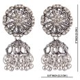 thumbnail image 2 of Efulgenz Indian Oxidized Jewelry Boho Vintage Tribal Crystal Floral Jhumka Jhumki Dangle Statement Earrings for Women, 2 of 4