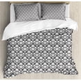 thumbnail image 1 of Antique Duvet Cover Set King Size, Monochromatic Repetitive Pattern of Classic Baroque Swirls Motif Print, Decorative 3 Piece Bedding Set with 2 Pillow Shams, Charcoal Grey and White, by Ambesonne, 1 of 3