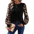 thumbnail image 2 of Camisas de Larga para Mujer, Blusas Raglán con Bloques de Color, Camisetas Básicas Informales de Cuello Redondo, Ropa de Moda de Otoño Negro M, 2 of 10
