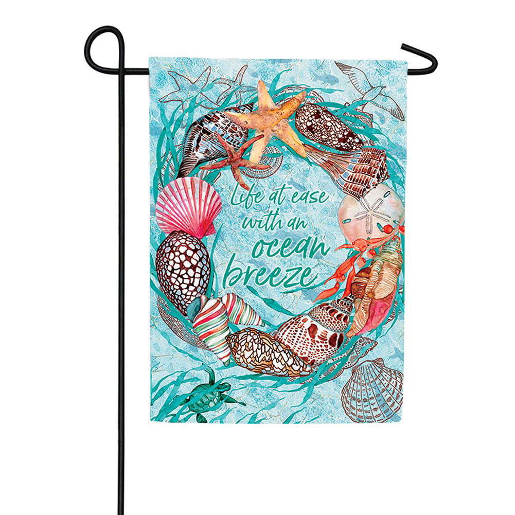 Welcome Garden Flags Watercolor Sea Turtle Starfish Yard Banner Outdoor Decor 