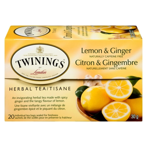 Twinings Lemon Ginger Herbal Tea, Pack of 20 Tea Bags