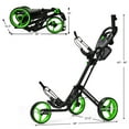 thumbnail image 2 of Gymax Chariot de Golf Pliable à 3 Roues avec Sac en Filet Frein à Pied Vert, 2 of 10