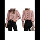 thumbnail image 1 of Blusa Elegante de Larga con Cuello Redondo para Mujer, Ideal para Otoño e Invierno, con Botones en la Espalda Rosa XL, 1 of 7