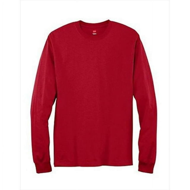 Hanes 5586 T-Shirt à Manches Longues Sans Étiquette Taille Small, Rouge Foncé