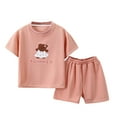 thumbnail image 2 of Cethrio Kids Girls Outfit Sets, Casual Short Sleeve Summer Shirts and Shorts Sets Pink Size 3-4 T, 2 of 3