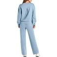 thumbnail image 4 of Hogleaql Womens 2 Piece Plus Size Lounge Sweatsuits Sets Drawstring Long Sleeve Sweatshirt Wide Leg Sweatpants Matching Sets with Pockets Solid Loose Fit Trendy 2025 Fall Winter Outfits Sky Blue 2XL, 4 of 4