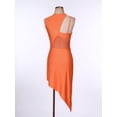 thumbnail image 4 of zdhoor Robe de Danse Lyrique Sans Manches pour Femmes à Ourlet Irrégulier, Latin Jazz Tango, Orange, P, 4 of 7