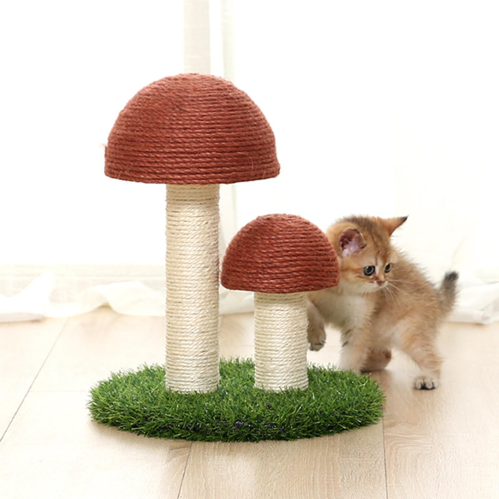 Bvdfgk Pet Cat Mushroom Scratching Post Natural Sisal Cat Scratcher for Domestic Cats Coffee with Ball