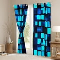 thumbnail image 3 of Feelyou Cartoon Pixelate Miner Blackout Curtains Set of 2 (52x84 Each), Blue Square Abstract Window Curtains, Fashion Honeycomb Curtains and Drapes, Window Curtains Home Decor, 3 of 6