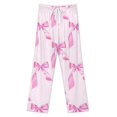 thumbnail image 3 of Pink Bow Pattern Pajamas For Women Loose Retro Night Pajama Pants Comfortable Sleepwear Bottoms Homewear, 3 of 6