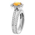 thumbnail image 3 of 10K White Gold Natural Citrine Round 6mm 2-Piece Engagement Ring Set Floating Halo Diamond, size 6, 3 of 4