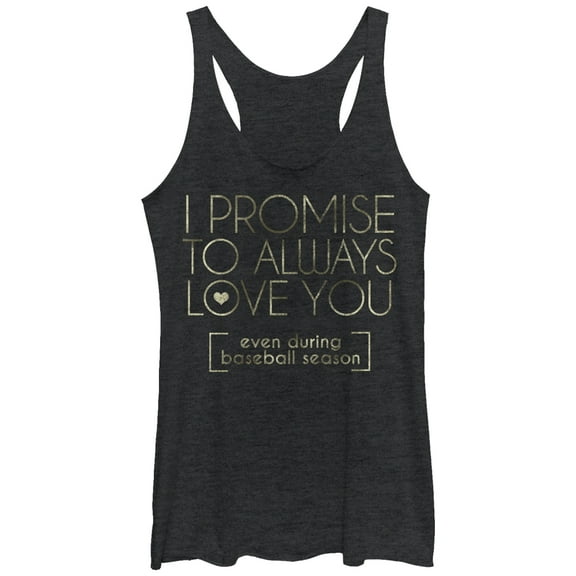 Women's CHIN UP Promise to Love You Baseball Season  Racerback Tank Top Black Heather Large
