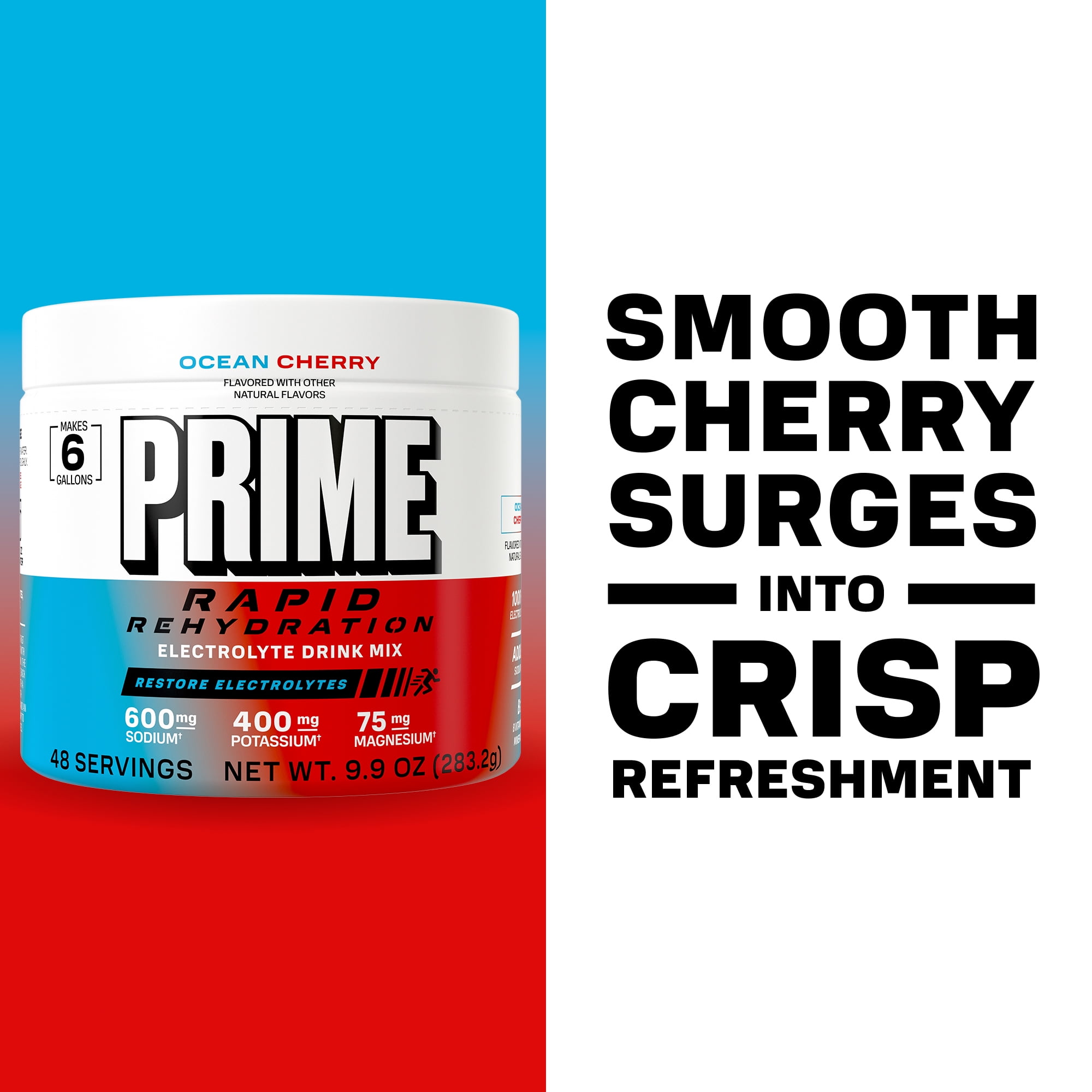 Prime Rapid Rehydration Powder, Ocean Cherry, 48 srv, Tub