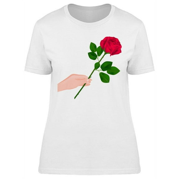 Red Rose In Hand T-Shirt Women -Image by Shutterstock, Female Small