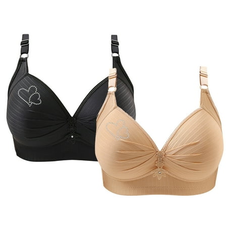 Xdegoge Deals of The Week 2 Pack Supportive Bras for Women Push Up No Wire Bras High Impact Full Coverage Bras Adjustable Strap Everyday Bras Workout Running Sports Bra Flash Deals