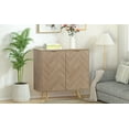 thumbnail image 7 of Eumyviv Dining Credenza with 2 Doors, Natural Oak Accent Cabinet, Herringbone Finish Storage for Living Room, 7 of 7