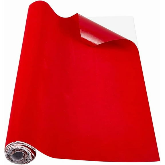 Velvet Self Adhesive Fabric Sheet 118 x 17.72 inch Velvet Flocking Liner Red Soft Velvet Drawer Liner Roll Sticky Back Peel and Stick Roll