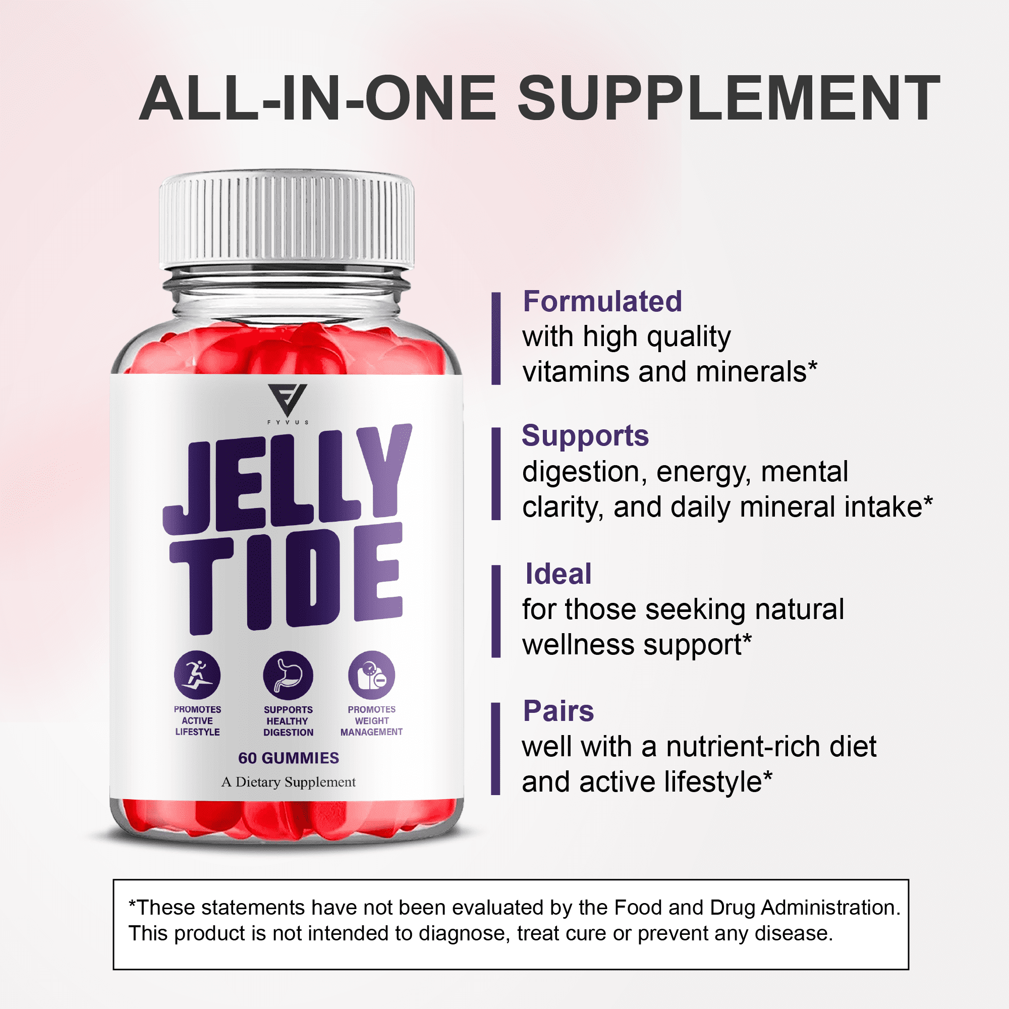 (3 Pack) Jelly Tide Gummies, Jelly Tide Weight Management Support (180 Gummies)