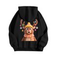 thumbnail image 6 of felwors Women's Christmas Reindeer Graphic Hoodie - Festive Casual Pullover with Kangaroo Pocket Black, M, 6 of 8