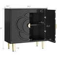 thumbnail image 2 of Modern Cabinet with Decorative Flower Pattern Doors - Accent Sideboard Buffet for Hallway, Living Room, Kitchen - Black, 2 of 7