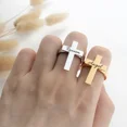 thumbnail image 2 of Customized Name Cross Ring Personalized Carving 14K Yellow Gold Ring Jesus Prayer Ring Jewelry Gift, 2 of 7