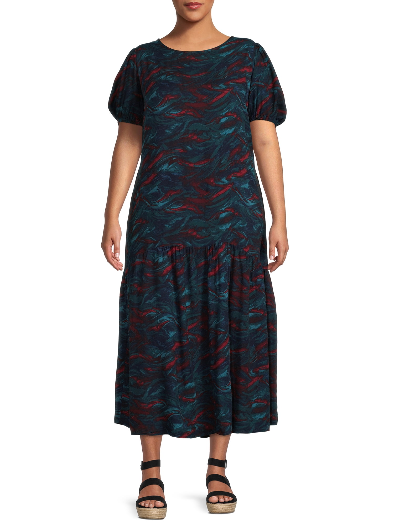 Terra & Sky Terra and Sky Women's Plus Size Tiered Maxi Dress