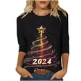 thumbnail image 2 of Holiday Gifts! Titcea Christmas Shirts for Women 3/4 Sleeve Crewneck Glitter Xmas Tree Print Pullover Christmas Sweaters 2024 Fashion Casual Tops, 2 of 4