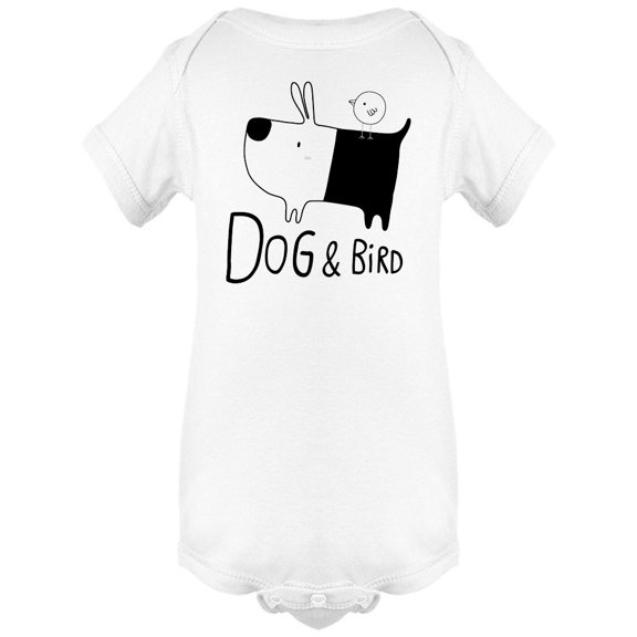 Cute Dog & Bird Doodle Bodysuit Infant -Image by Shutterstock, 6 Months