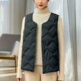 thumbnail image 2 of HAiming Womens Padded Vest Sleeveless Round Neck Snap Button Solid Color Quilted Coat Trendy Clothes, 2 of 6
