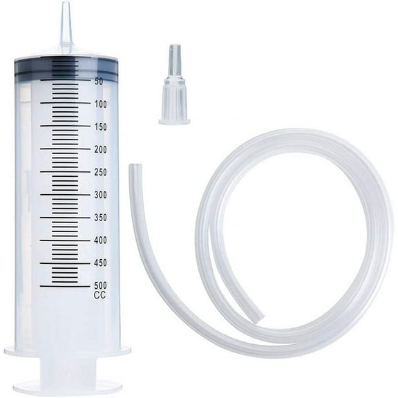 500ml Large Syringe with 27.6 Inch Tube, Sterile and Individual Sealed, Plastic Garden Syringe for Liquid, Paint, Epoxy Resin, Oil, Watering Plants, Refilling